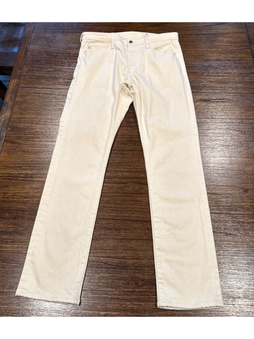 AG Everett Slim Straight Jean 32x32 Cream Ecru Dunes Casual Neutral Work Stretch